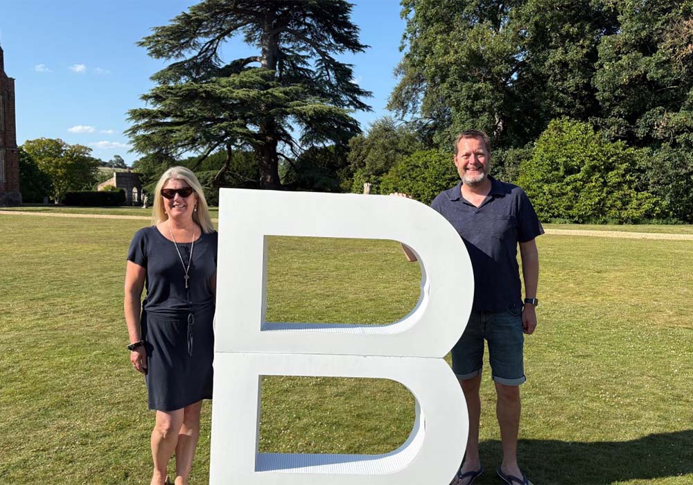 Phil & Sophie with big letter "B"