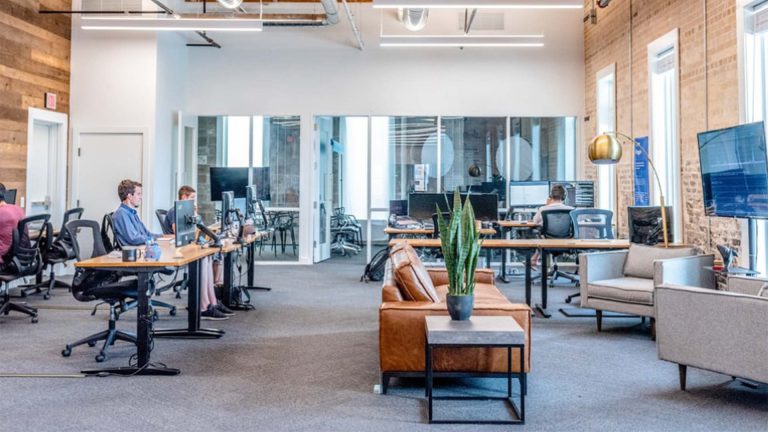 Office space with people working